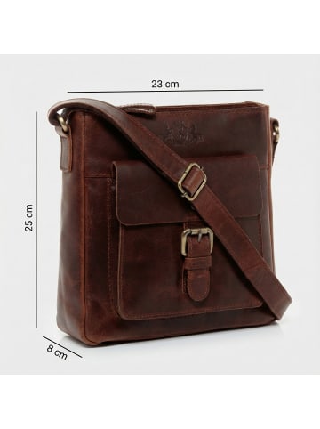 SID & VAIN Leder-Umhängetasche YALE Umhängetasche Cross-Body Bag echt Leder in braun