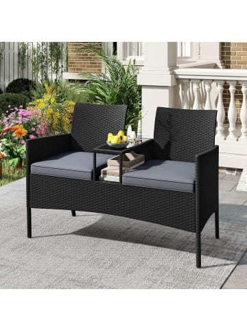 COSTWAY 2-Sitzer Gartenbank mit Tisch in Grau