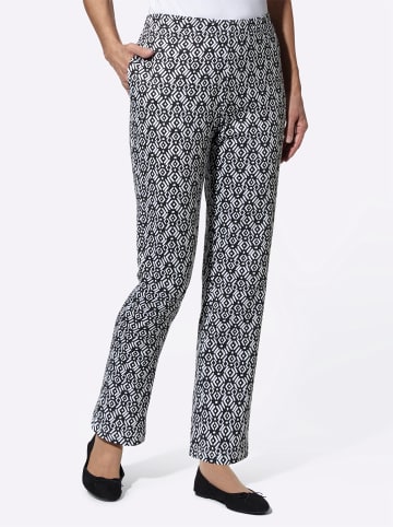 Sieh an! Freizeithose in schwarz + schwarz-bedruckt