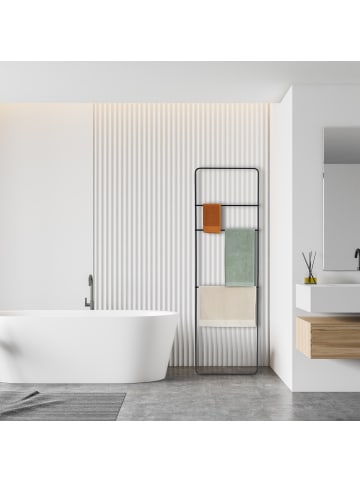 relaxdays Handtuchleiter in Schwarz - (B)55,5 x (H)180,5 cm