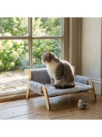 relaxdays Katzenbett in Grau/ Natur - (B)53 x (H)28,5 x (T)45,5 cm