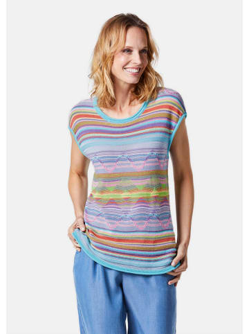 GOLDNER Kurzgröße:  Bequemes Top mit kombinationsstarkem Dessin in eisblau / gemustert