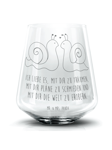 Mr. & Mrs. Panda Blümchentail Glas Schnecken Liebe mit Spruch in Transparent