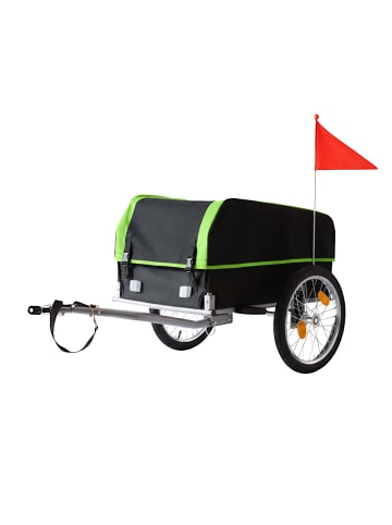 relaxdays Fahrradanhänger in Schwarz/ Grün - (B)124 x (H)59 x (T)69 cm