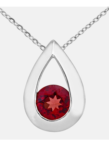 Diamant L'éternel Halskette mit Anhänger aus 375 Weißgold mit Granat