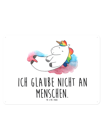 Mr. & Mrs. Panda Wandbild Einhorn Wolke 7 mit Spruch in Weiß