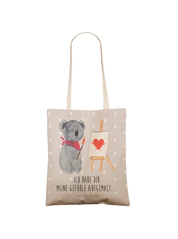 Mr. & Mrs. Panda Shopper Koala Künstler mit Spruch in Grau Pastell