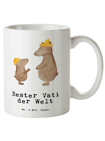 Mr. & Mrs. Panda Teetasse Bär Bester Vati der Welt mit Spruch in Weiß