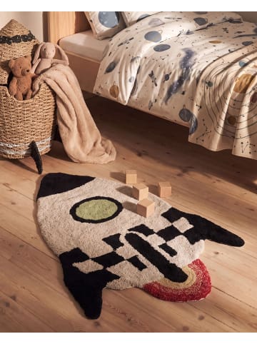 Beliani Kinderteppich VOYAGER in Schwarz/Beige - (W) 85 x (L) 135 cm