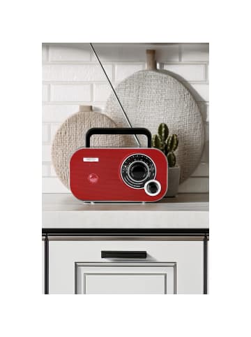 camry Camry CR 1140 Tragbares AM/FM Radio mit Teleskopantenne in Rot/Silber