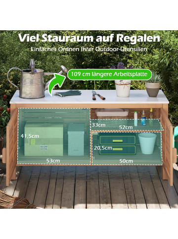 COSTWAY Gartenschrank Holz in Hellbraun