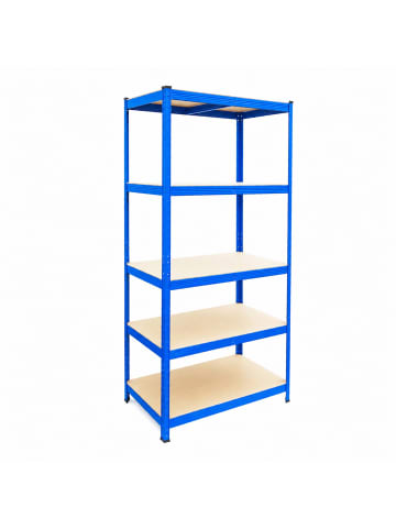 relaxdays Schwerlastregal in Blau/ Braun - (B)90 x (H)180 x (T)40 cm