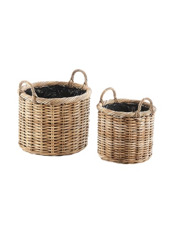kobolo 2tlg. Set Pflanzkübel HANDLEBASK2 in Grau