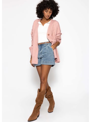 SASSYCLASSY Oversize Cardigan mit Taschen in Rosa