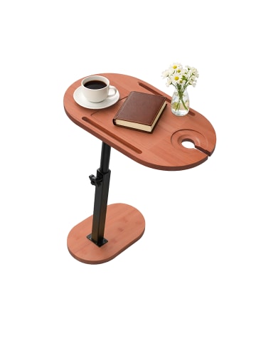 relaxdays Beistelltisch in Natur/ Schwarz - (B)40 x (H)45-82 x (T)22 cm