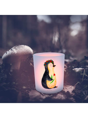 Mr. & Mrs. Panda Kerzenhalter Pinguin Blumen ohne Spruch in Transparent