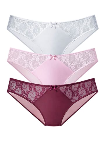 PETITE FLEUR Slip in weiß+rosé+brombeer