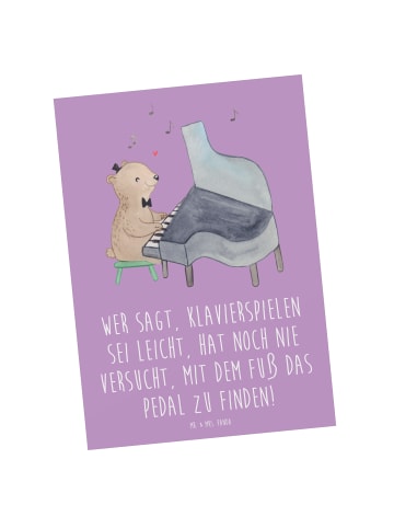 Mr. & Mrs. Panda Postkarte Klavier Herausforderung mit Spruch in Lavendeltraum