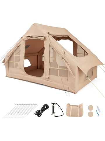 COSTWAY Aufblasbares Zelt 4-6 Personen in Beige