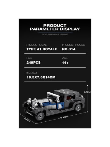 Reobrix 814 Classic Oldtimer Klemmbaustein Auto 249 Teile 1:24