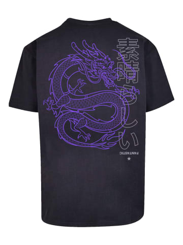 F4NT4STIC T-Shirt Oversized PLUS SIZE Drache Dragon Japan in marineblau