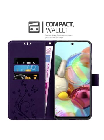 cadorabo Hülle für Samsung Galaxy A71 4G Blumen Design in FLORAL DUNKEL LILA