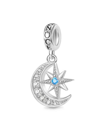 GNOCE Sterling Silber Mond Anhänger Zirkonia