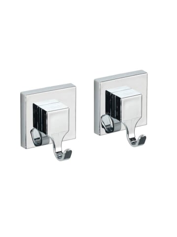 Wenko Badbügel SQUARE 2 Stück, Vakuum - Loc in Silbern, (B) 6 x (H) 7 x (L) 5 cm