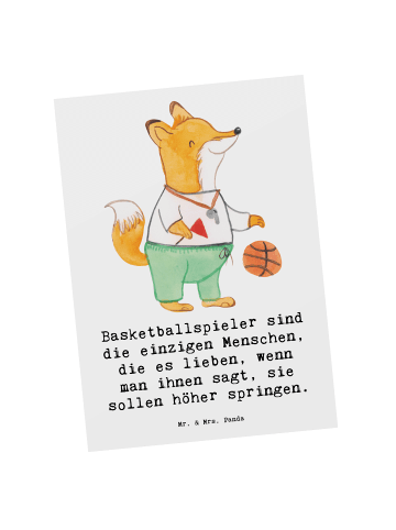 Mr. & Mrs. Panda Postkarte Basketball Motivation mit Spruch in Weiß