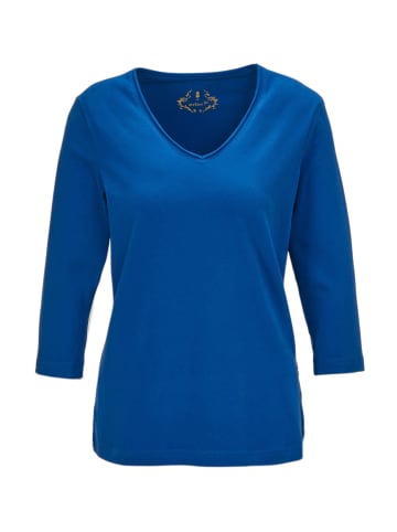 GOLDNER Kurzgröße:  Shirt Shirt mit V-Ausschnitt in royalblau