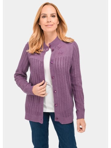 GOLDNER Ajourstrickjacke in hortensie / melange
