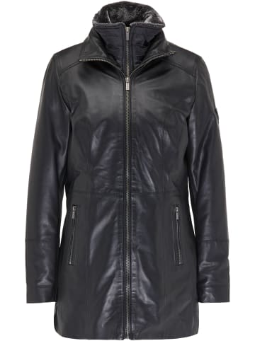Carlo Colucci Lederjacke Donatella in Schwarz