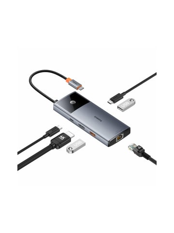 Baseus USB-HUB 6in1 Baseus Metal Gleam Series II USB-A/USB-C/USB-C in Schwarz