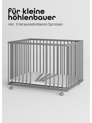 Sämann Sämann Laufgitter mit Matratze SleepPlus, Lattenrost & Sprossen grau Premium