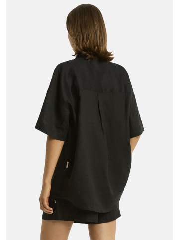 Sea Level Resort Linen Strandhemd in schwarz