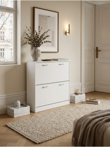 KADIMA DESIGN Schuhkipper KIEL matt 2 Fächer 75 x 87 x 24 cm in Weiß