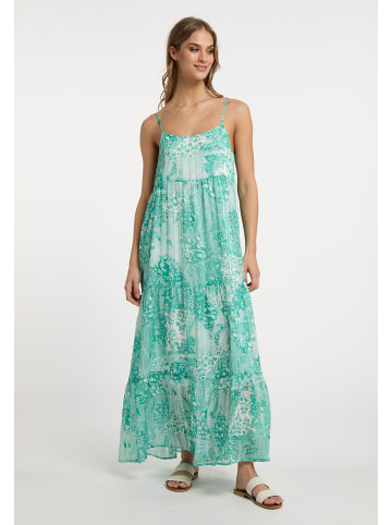 IZIA Damen Maxikleid in Grün Weiss