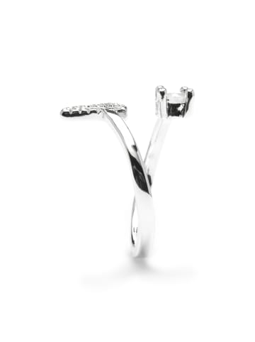 Luxenter Ring mit funkelnden Zirkonia-Steinen, silberfarben – Alphabet