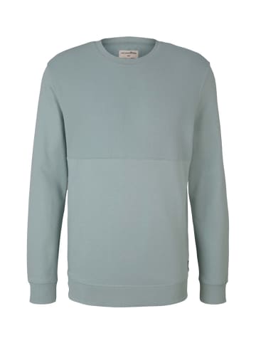 TOM TAILOR Denim Sweatshirt Structure Crew-Neck in Grün