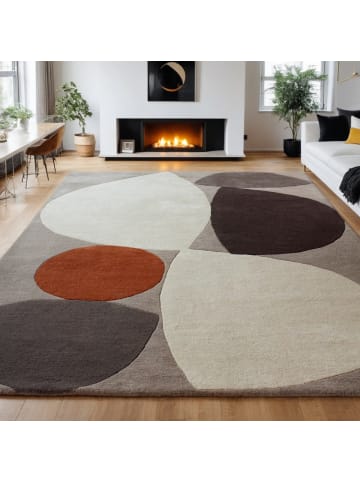 KADIMA DESIGN Teppich Wolle Handgetuftet, Abstrakt Bunt - Grau/Beige/Terrakotta