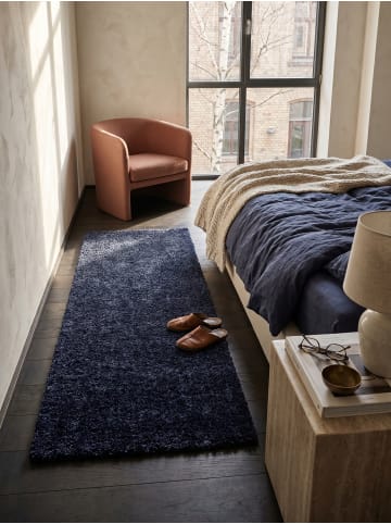 KADIMA DESIGN Teppich Hochflor Shaggy Waschbar Einfarbig RHEIN Strapazierfähig in Marineblau