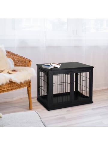 Pawhut Hundekäfig Schwarz L58,5 x B81 x H66 cm