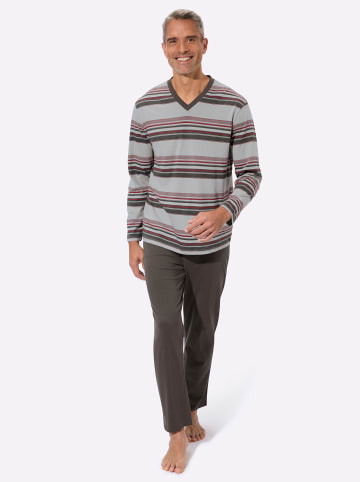 Sieh an! Schlafanzug in steingrau-graphit-geringelt