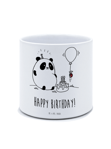 Mr. & Mrs. Panda XL Blumentopf Panda Geburtstag mit Spruch in Weiß