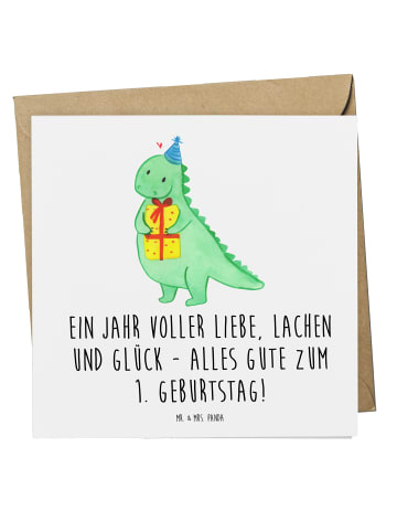 Mr. & Mrs. Panda Grußkarte 1. Geburtstag Liebe Lachen Glück mit ... in Weiß