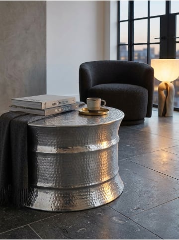 KADIMA DESIGN Couchtisch 62x41x62cm Aluminium Silber Beistelltisch orientalisch