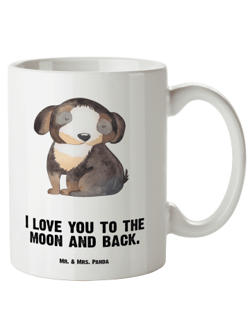 Mr. & Mrs. Panda Becher Hund Entspannen mit Spruch in Weiß