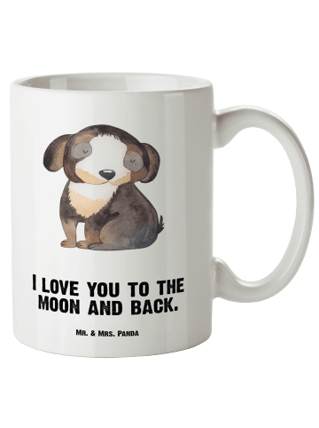 Mr. & Mrs. Panda XL Tasse Hund Entspannen mit Spruch in Weiß