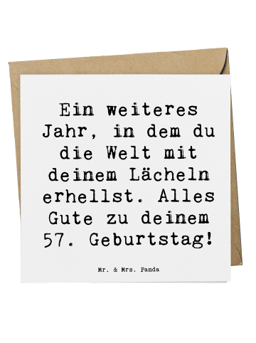Mr. & Mrs. Panda Deluxe Karte 57. Geburtstag Lächeln mit Spruch in Weiß