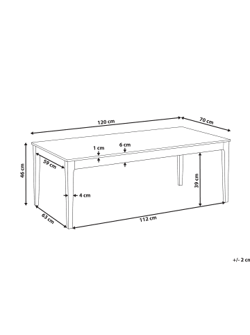 Beliani Couchtisch BONNEY in Braun/Weiß - (W) 70 x (H) 46 x (L) 120 cm